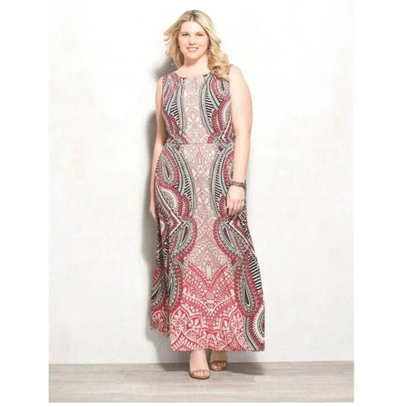 LONDON TIMES Maxi Dress Women’s Plus Size 3X Paisley Sleeveless Knit Round-neck - Picture 1 of 4